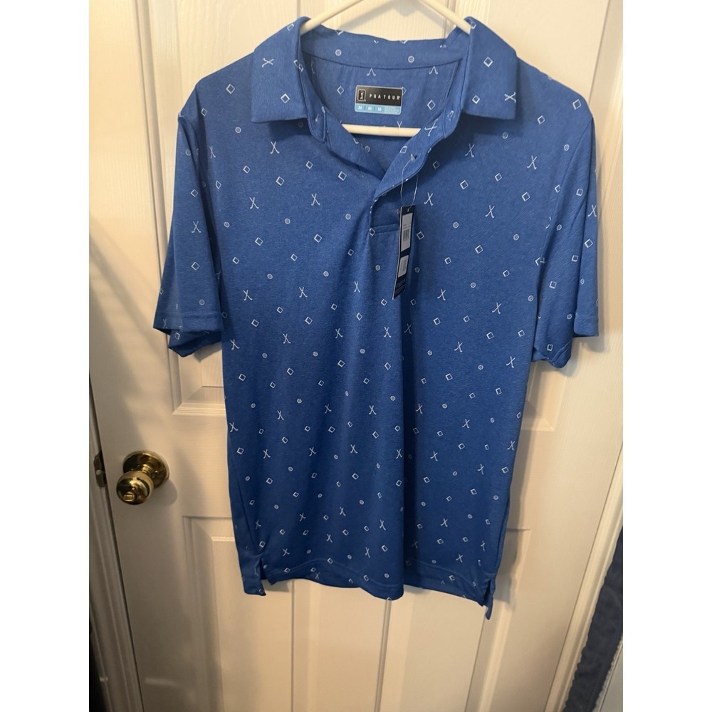 LT BLUED PGA TOUR POLO SHIRT SIZE M 100% POLYESTER